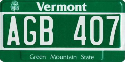 VT license plate AGB407