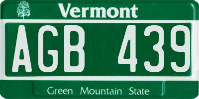VT license plate AGB439