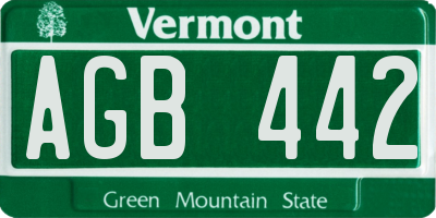 VT license plate AGB442