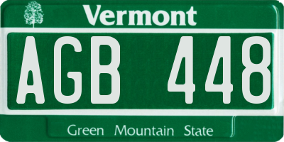VT license plate AGB448