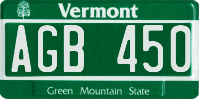 VT license plate AGB450