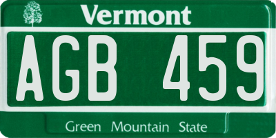 VT license plate AGB459