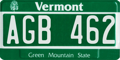 VT license plate AGB462
