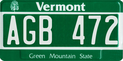 VT license plate AGB472
