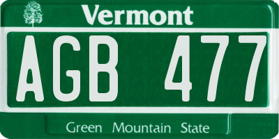 VT license plate AGB477