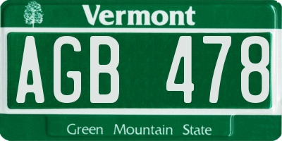 VT license plate AGB478