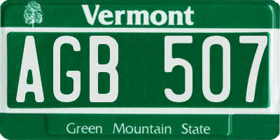 VT license plate AGB507