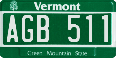 VT license plate AGB511
