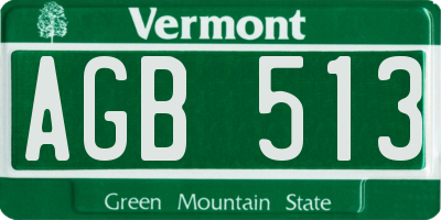 VT license plate AGB513