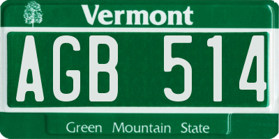 VT license plate AGB514