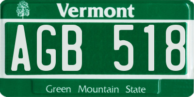 VT license plate AGB518