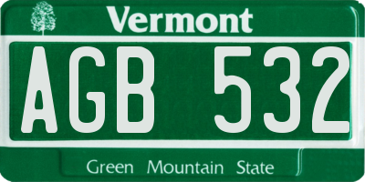 VT license plate AGB532