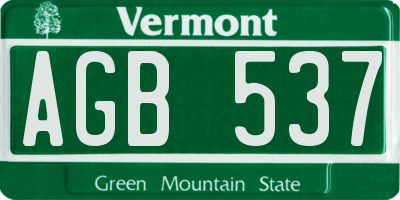 VT license plate AGB537
