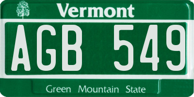 VT license plate AGB549