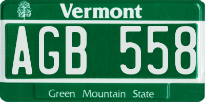 VT license plate AGB558