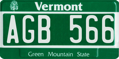 VT license plate AGB566