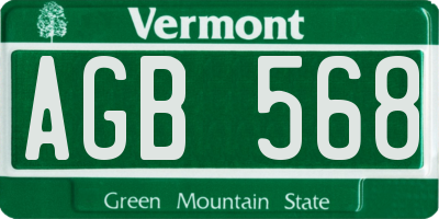 VT license plate AGB568