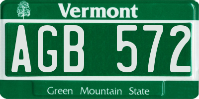 VT license plate AGB572