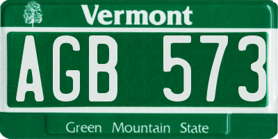 VT license plate AGB573