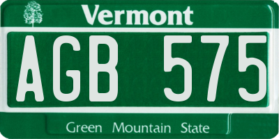 VT license plate AGB575