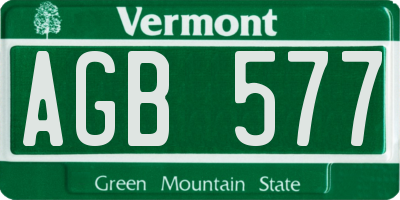 VT license plate AGB577