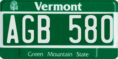 VT license plate AGB580