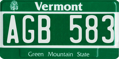 VT license plate AGB583