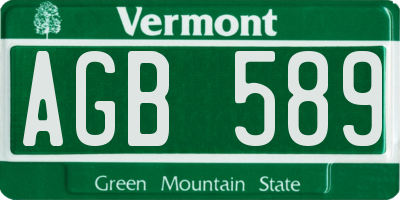 VT license plate AGB589