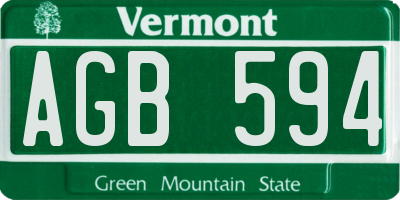 VT license plate AGB594