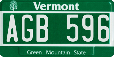 VT license plate AGB596