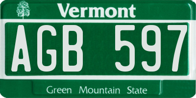 VT license plate AGB597