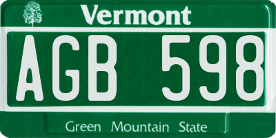 VT license plate AGB598
