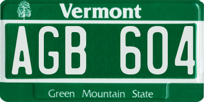 VT license plate AGB604