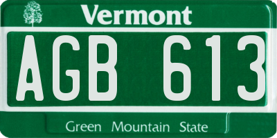 VT license plate AGB613