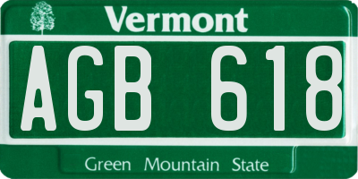 VT license plate AGB618