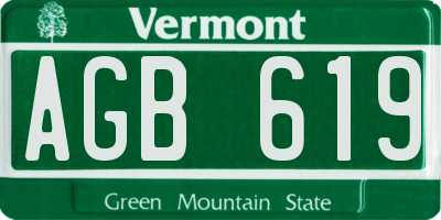 VT license plate AGB619