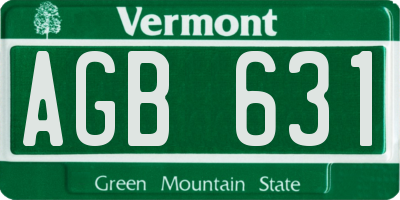 VT license plate AGB631