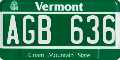 VT license plate AGB636