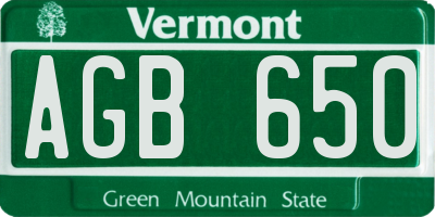 VT license plate AGB650