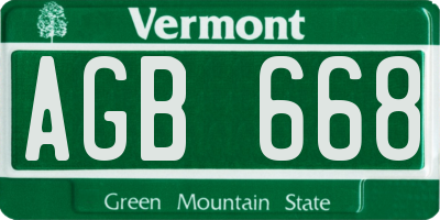 VT license plate AGB668