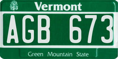 VT license plate AGB673