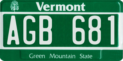 VT license plate AGB681
