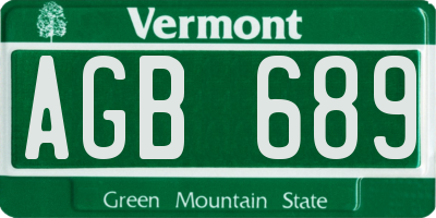 VT license plate AGB689