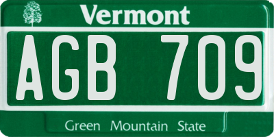 VT license plate AGB709