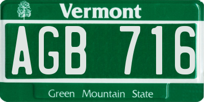 VT license plate AGB716