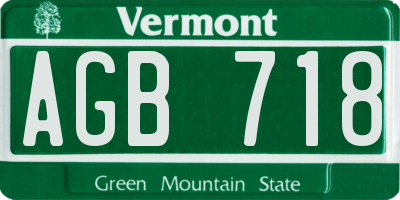 VT license plate AGB718