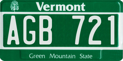 VT license plate AGB721