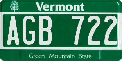 VT license plate AGB722