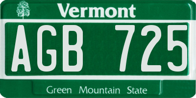 VT license plate AGB725