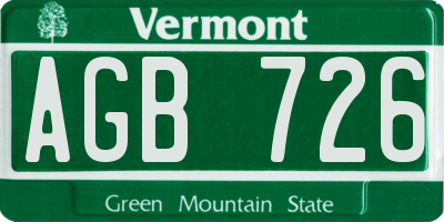 VT license plate AGB726